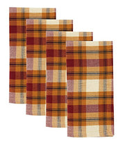 Fennco Styles Harvest Plaid Design 100% Cotton Tablecloth 70" W x 70" L - Autumn Rust Table Cover for Home, Dining Table Decor, Banquet, Thanksgiving and Special Event