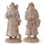11.75 Inch Resin Natural Wood Santas