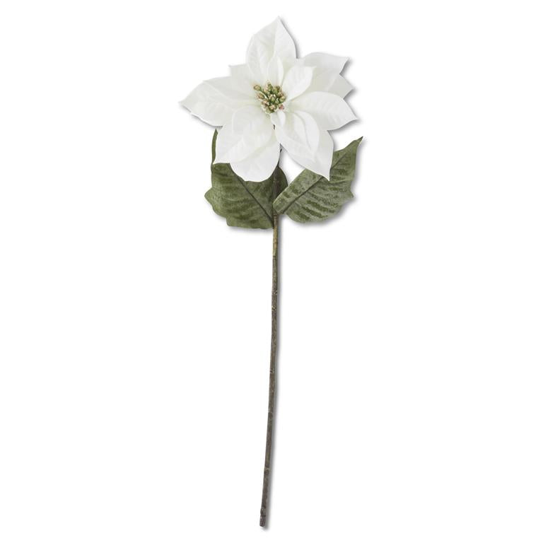 White Poinsettia Pick - 29 Inch