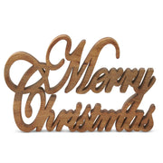 17 Inch Dark Brown Wood MERRY CHRISTMAS Cutout