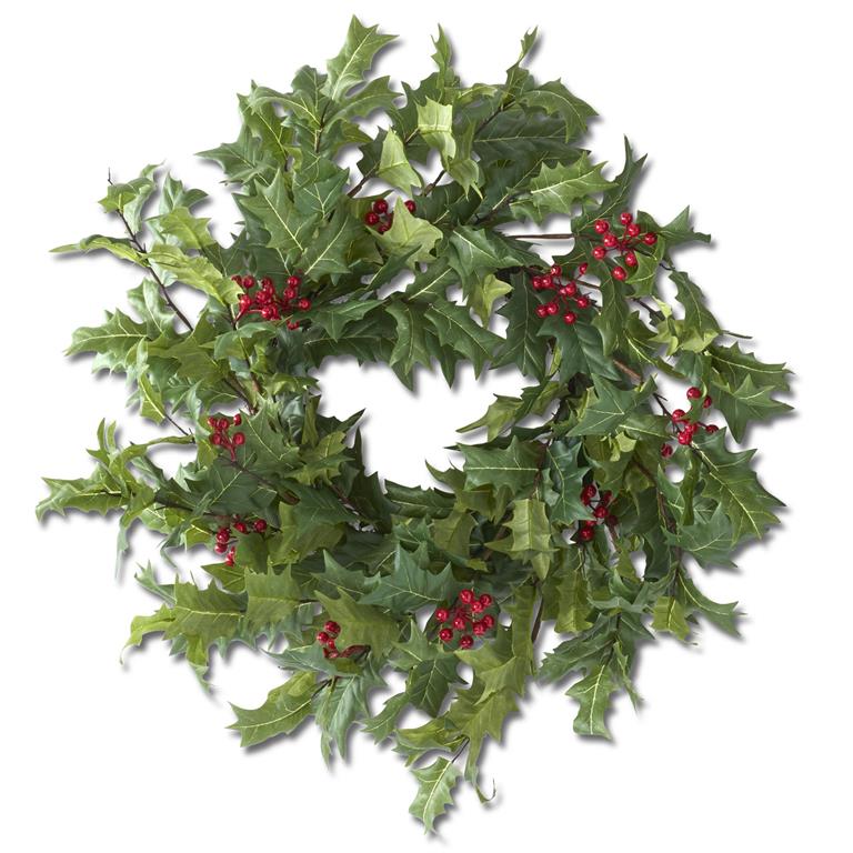 Holly w/Red Berry Wreath  - 30 Inch