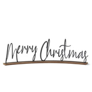 25 Inch Curved Matte Black Metal MERRY CHRISTMAS Script Tabletop Cu
