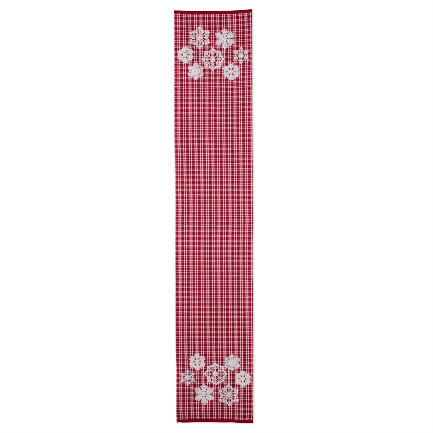 72 Inch Red & White Plaid Table Runner
