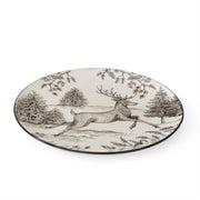 12 Inch White & Black Toile w/Deer Plate