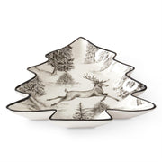 12 Inch White & Black Toile w/Deer Tree Tray