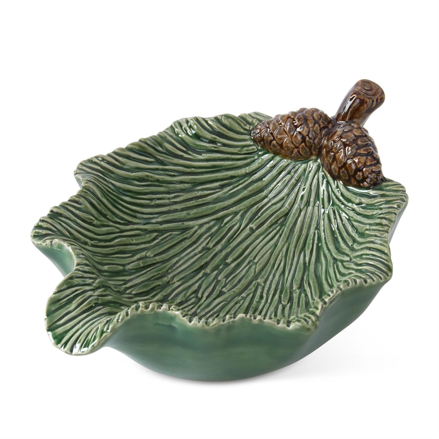 7.75 Inch Green Ceramic Pinecone Dish