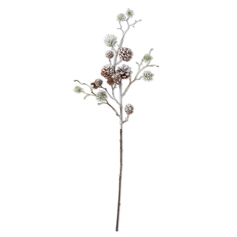 Flocked Pine Stem w/Pinecones - 32 Inch