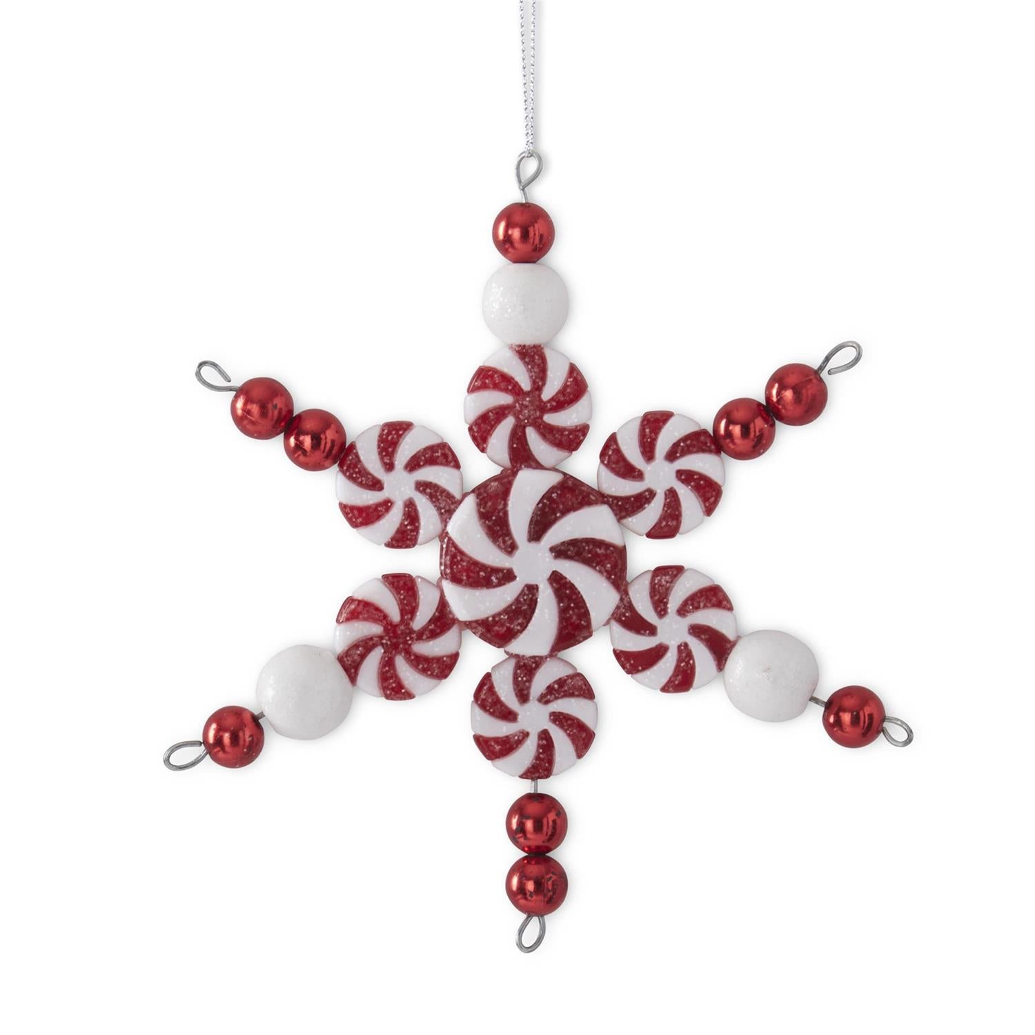 6 Inch Peppermint Candy Snowflake Ornaments