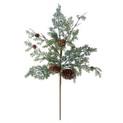 26.5 Inch Mixed Greens Stem w/Glittered Pinecones & Blue Berries