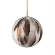 4 Inch Round Gray Feather Ornament