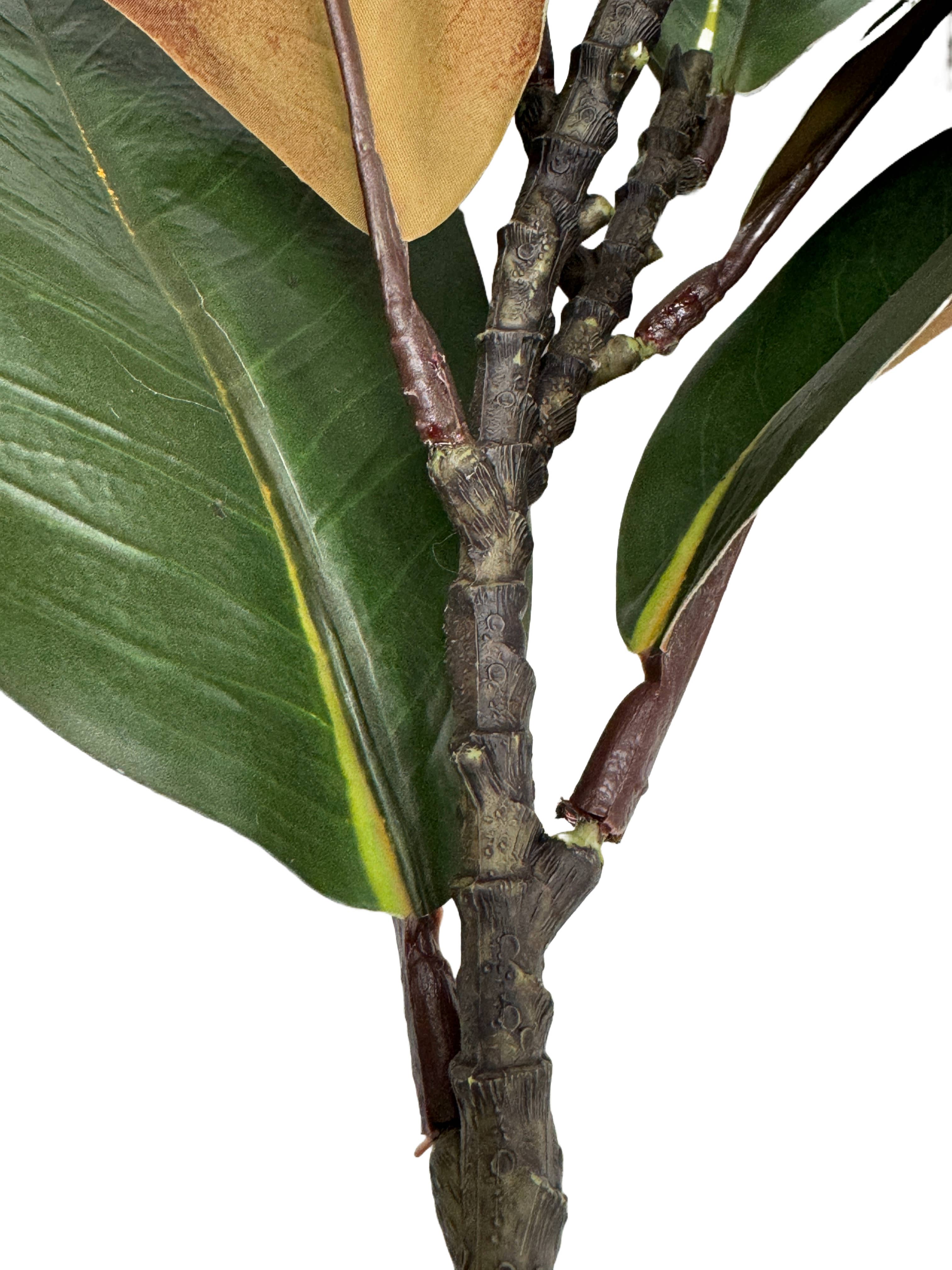 22"Ultra realistic Real Touch Magnolia Stem-10 leaves: Natural Green