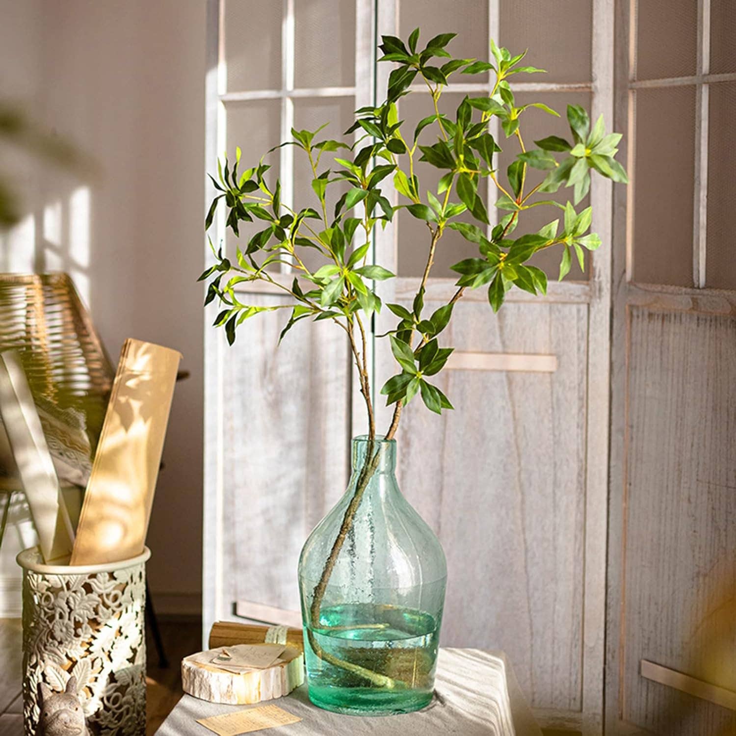 32"Lifelike Real Touch Pieris Japonica Stem Lush Green