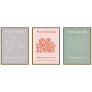 Picasso Inspired Bird & Inspired Dance 3 Piece Framed Canvas Wall Art Set by Gabrielly Guedes
