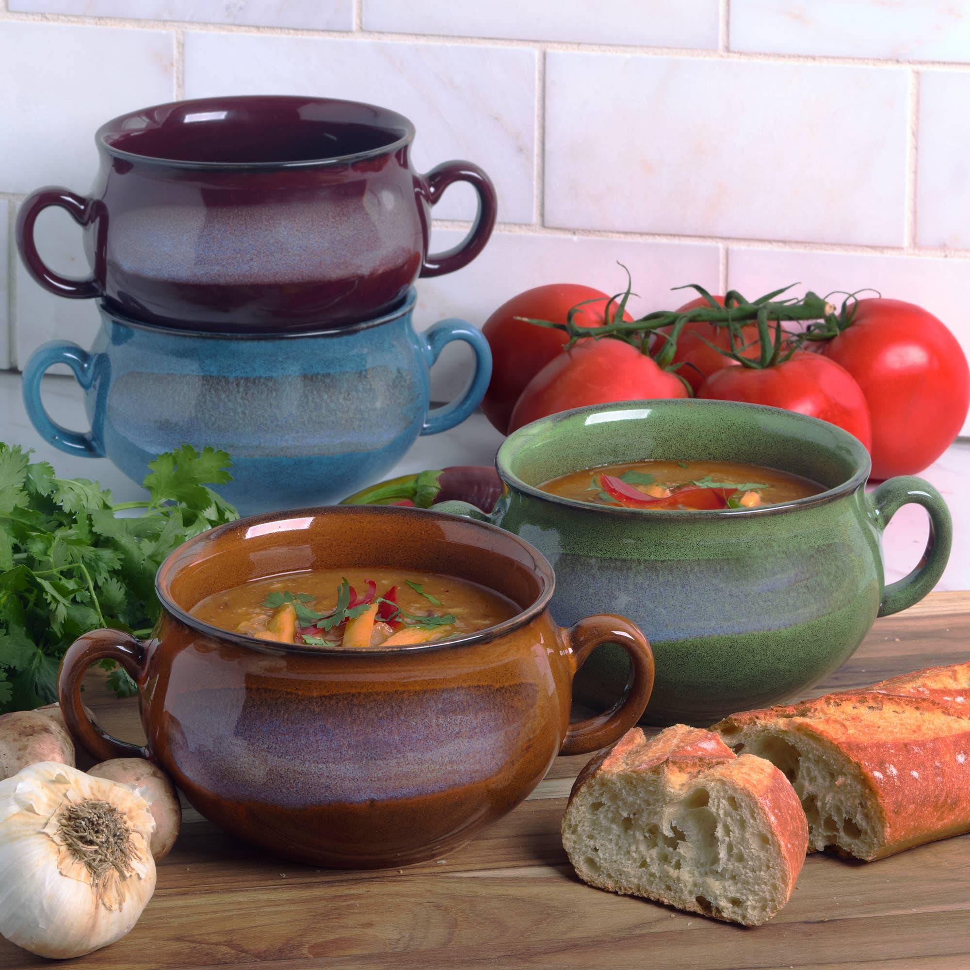 Stoneware 24oz Reactive Glaze Soup Crocks - 4 Colors