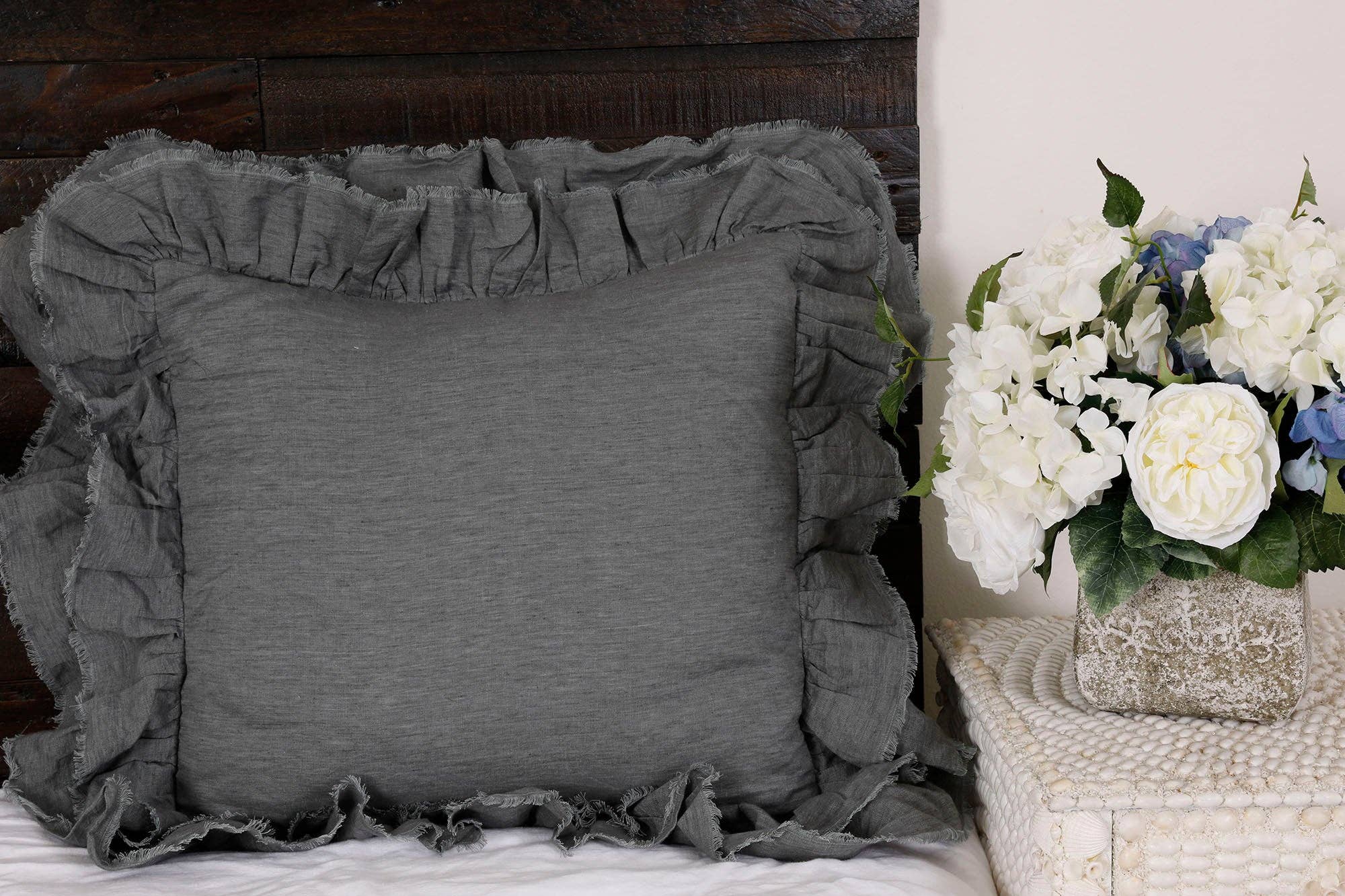 Tara High-Quality Fine Linen Pillow Sham: Greige / King 20"x36"