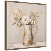 Sylvie Pitcher with Flowers Boho Country 1 Framed Canvas by The Creative Bunch Studio