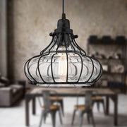 10"H Aisling Black Metal and Glass Conical Pendant Light