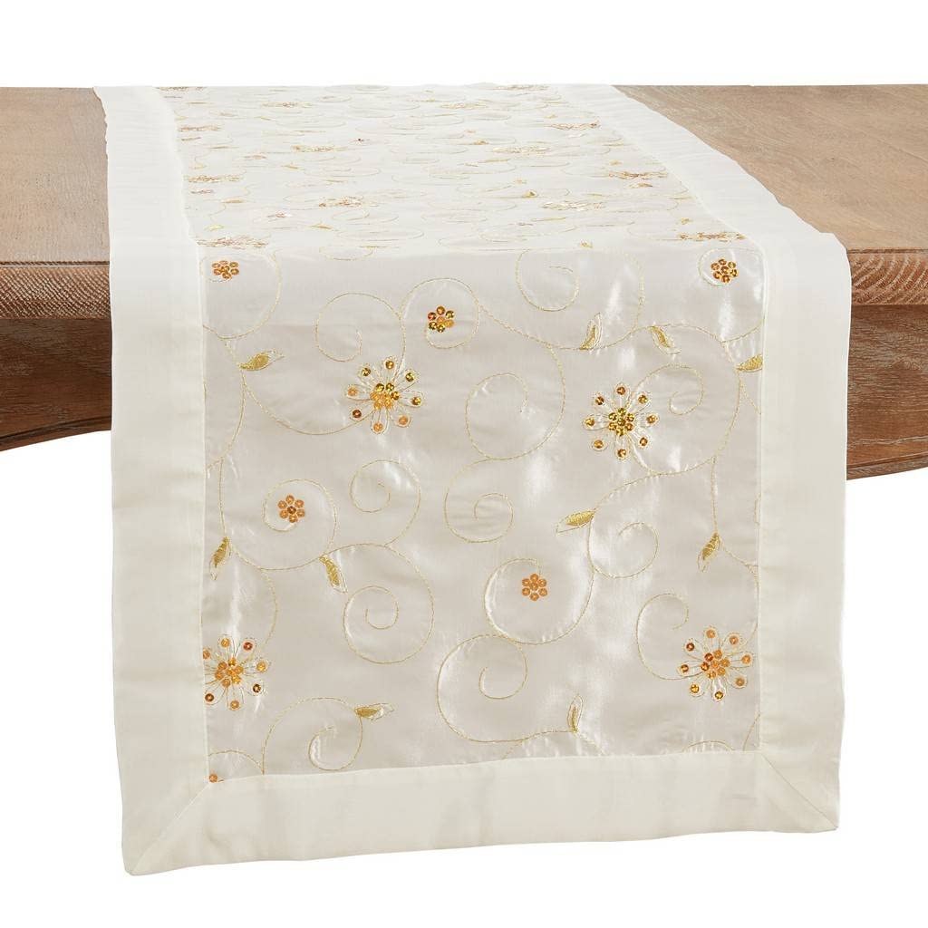 Fennco Styles Elegant Sequined & Embroidered Christmas Table Runner