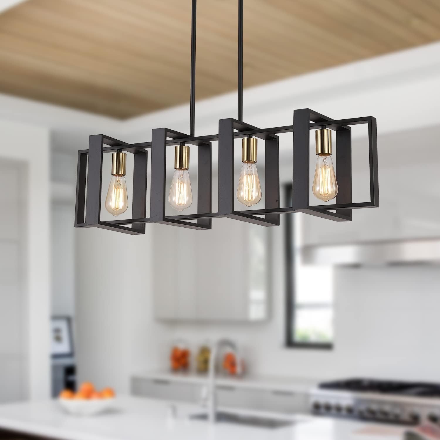 Farmhouse Linear Semi-Caged Chandelier