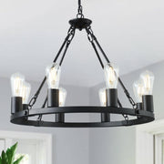 8 Lights Wagon Wheel Chandelier