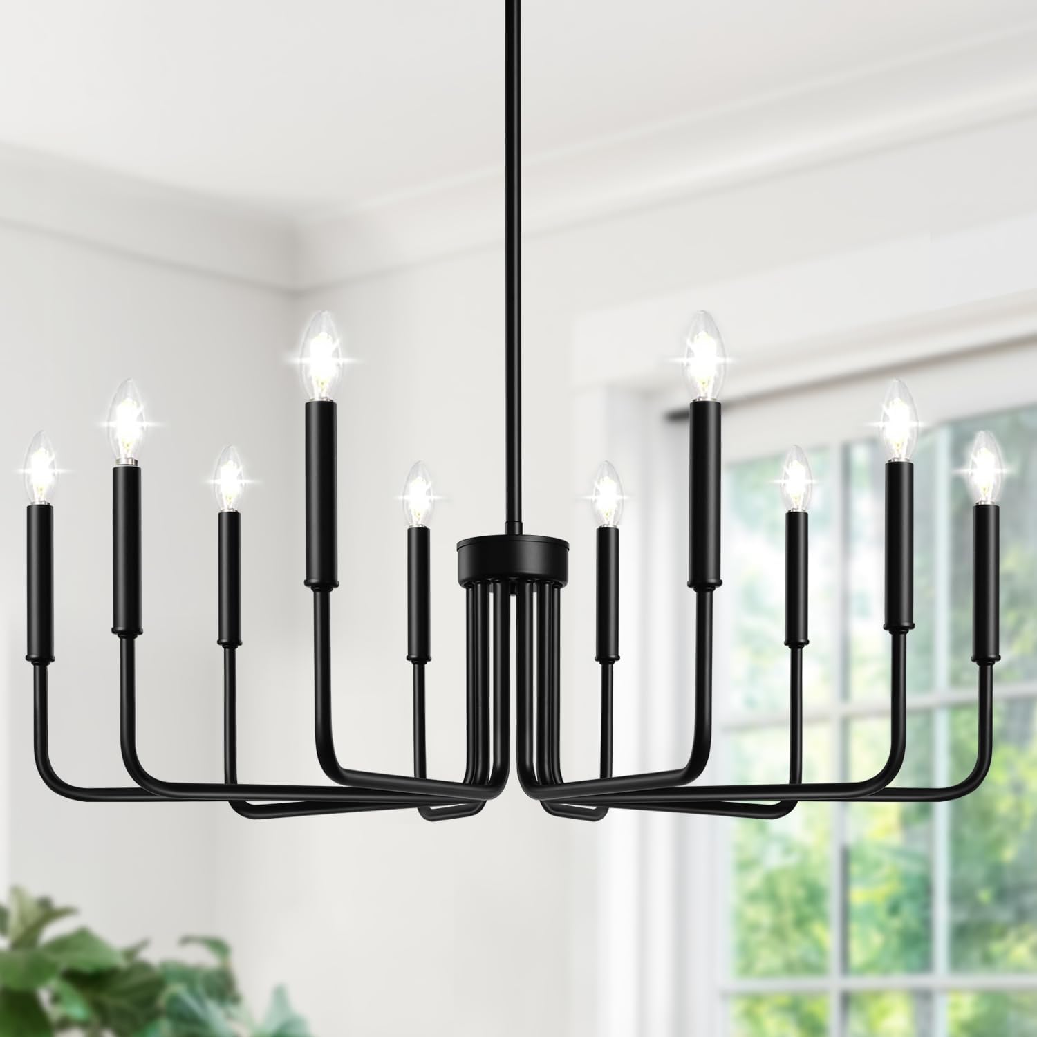 Farmhouse Hanging Candle Chandelier (No Assembly)