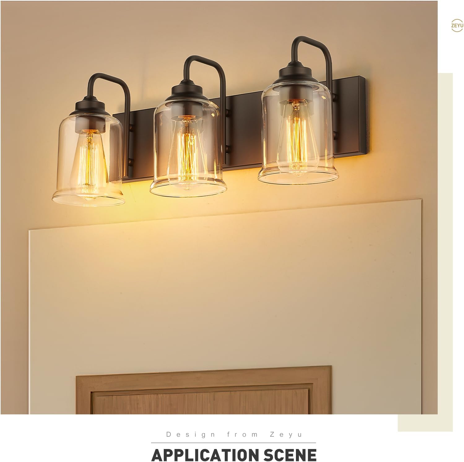 Farmhouse Glass Bathroom Vanity Light Fixture
