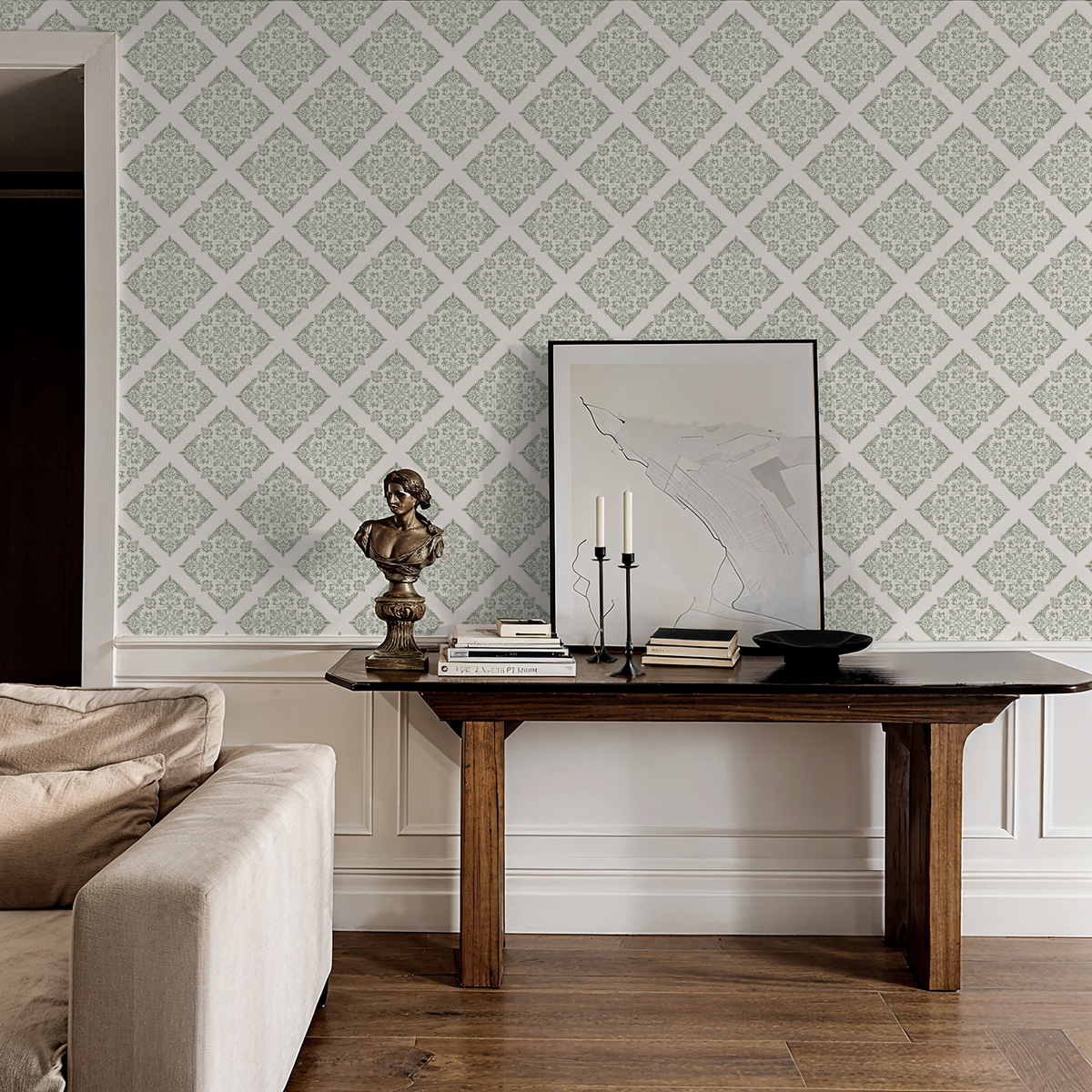 Thrifted Meadow (Sage) Wallpaper