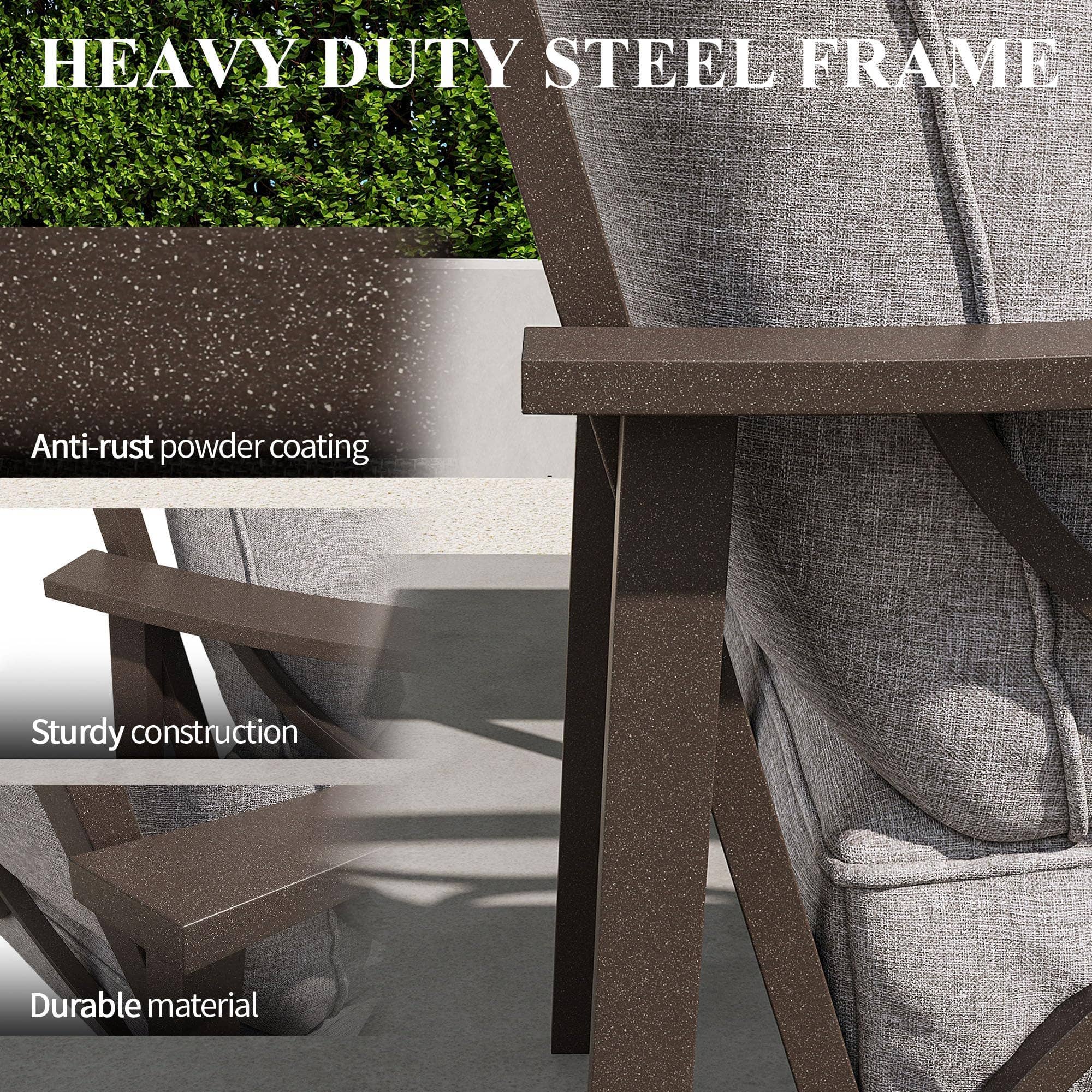 2 Pieces Outdoor Single Sofa, Patio Metal Armchair: Black