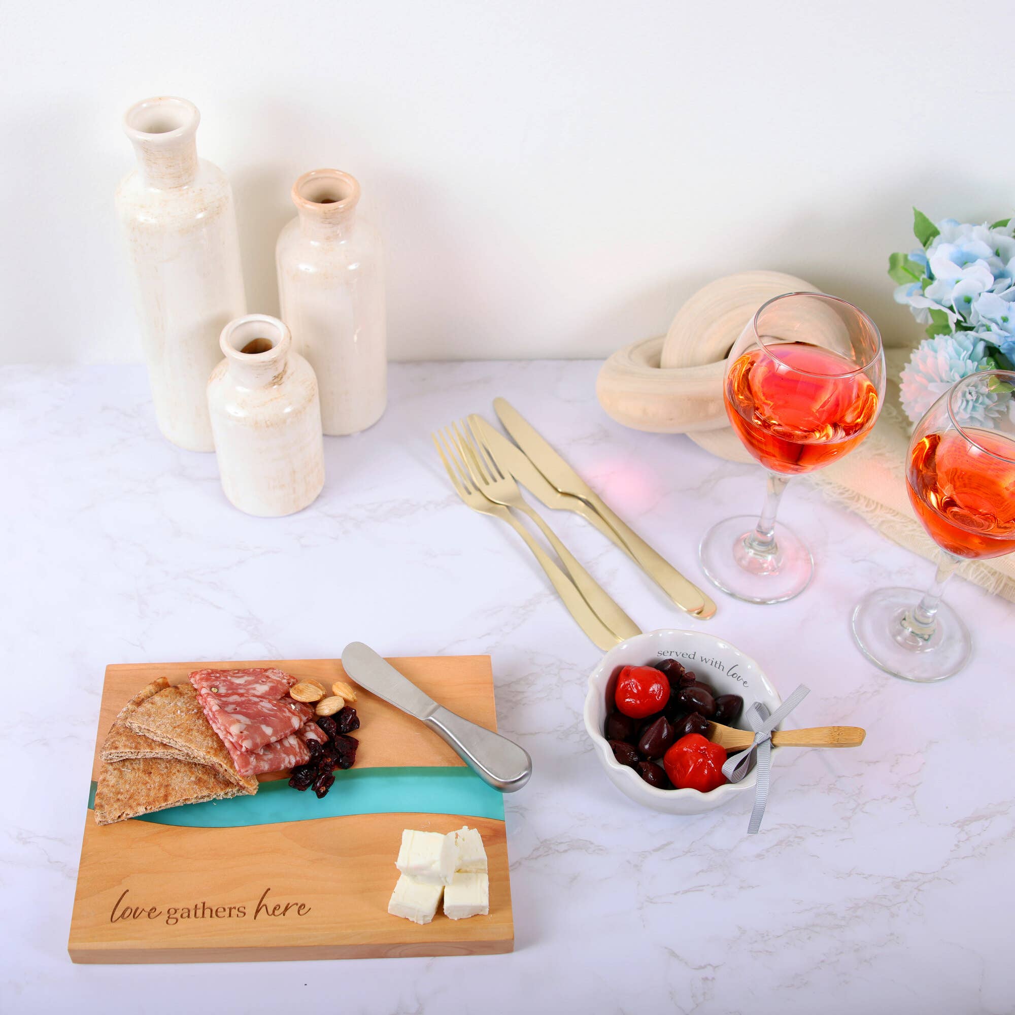 Love - 4.5" Ceramic Bowl with Bamboo Spoon