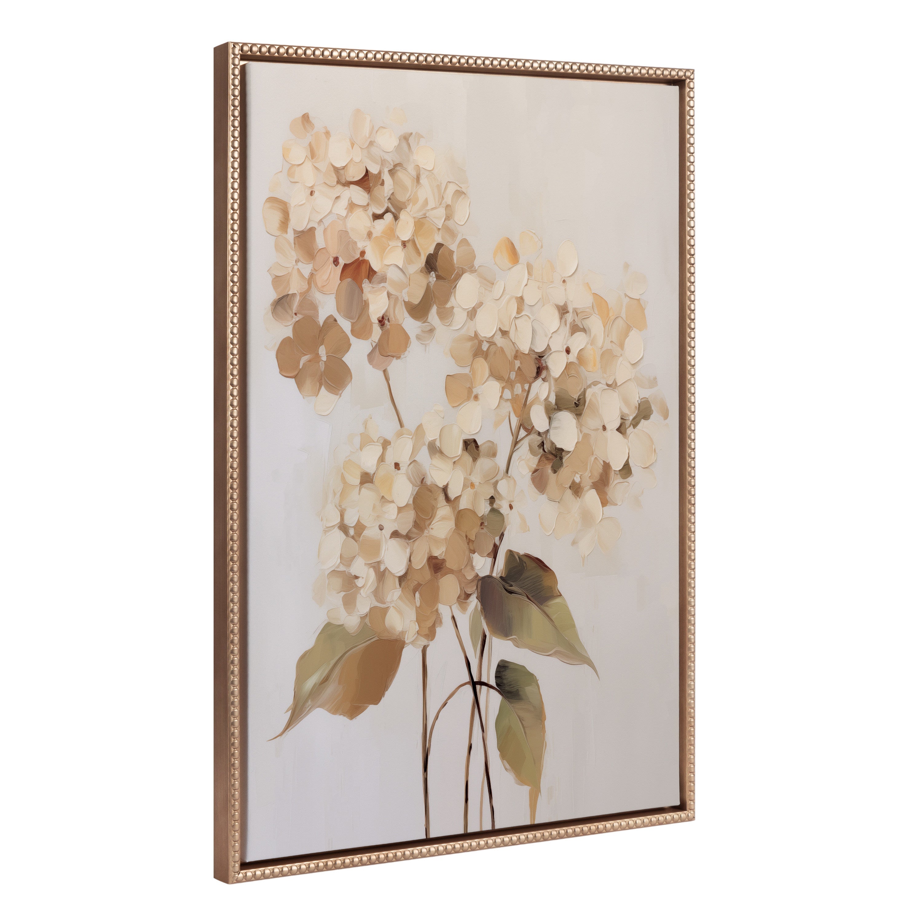 Sylvie Beaded Soft Hydrangeas Framed Canvas by The Creative Bunch Studio