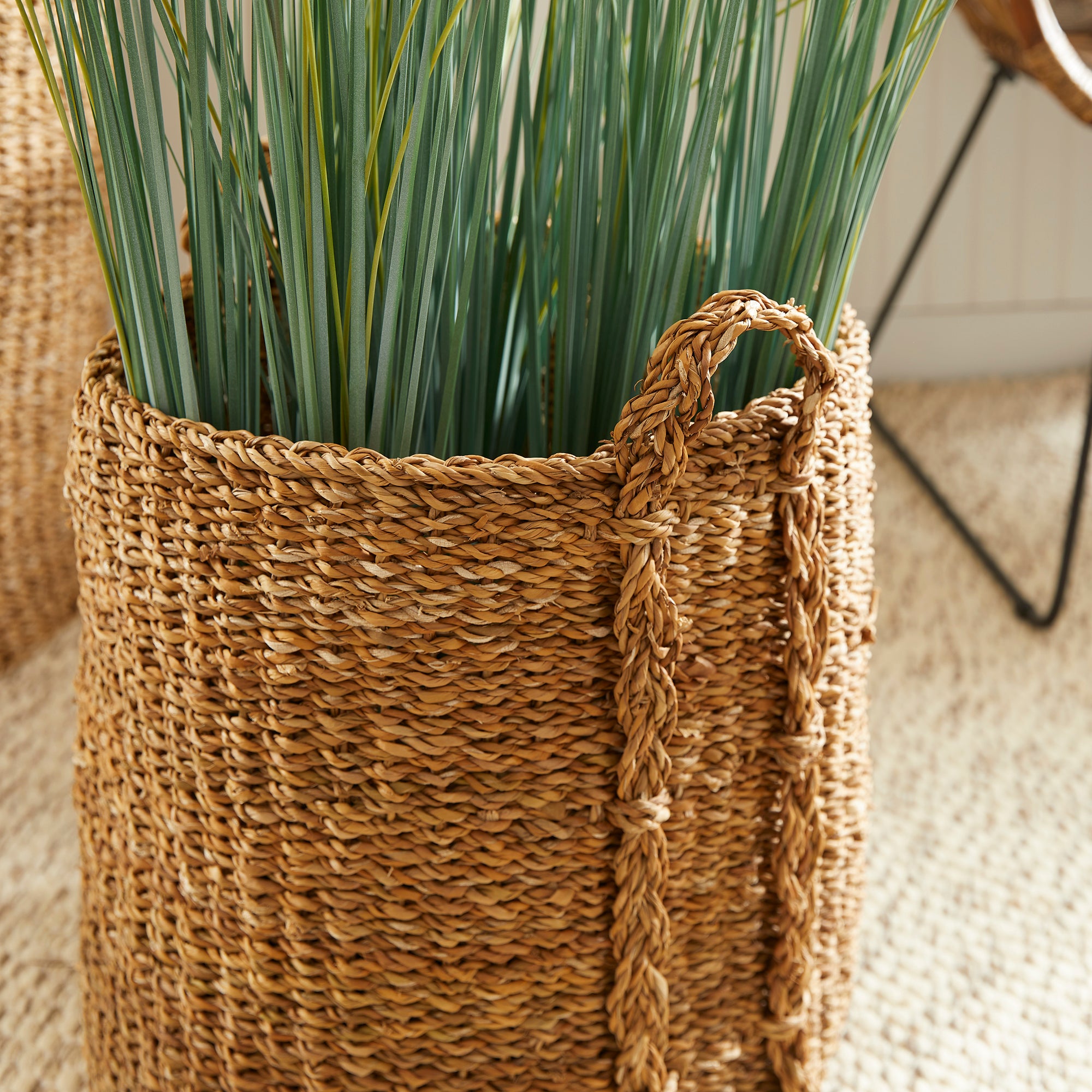 SEAGRASS ROUND BASKETS LARGE, SET OF 3