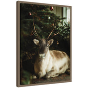 Sylvie Framed Canvas Reindeer Sitting Under a Christmas Tree by Michael Schauer