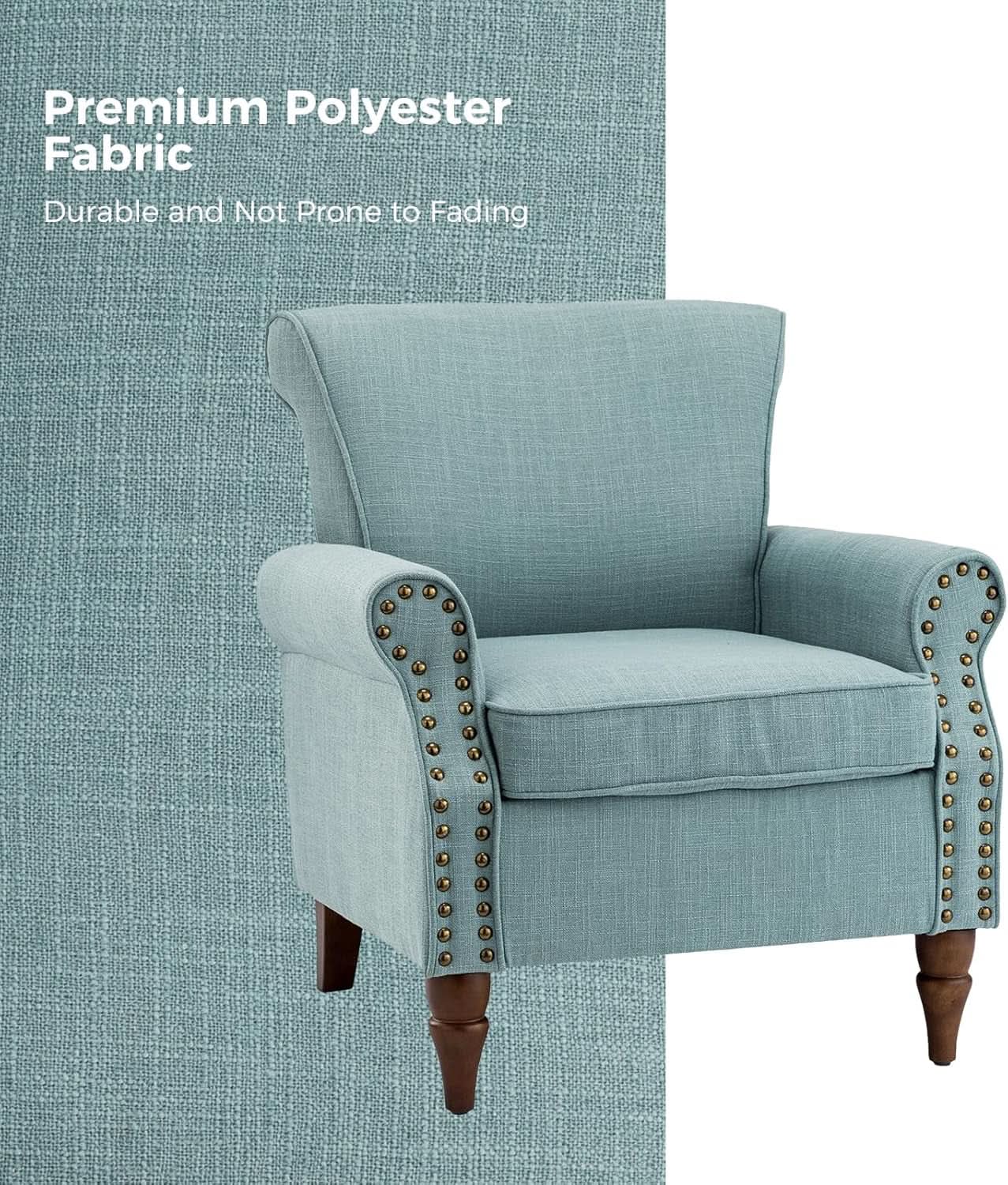 Blue Wingback Accent Chair With Removable Cushions