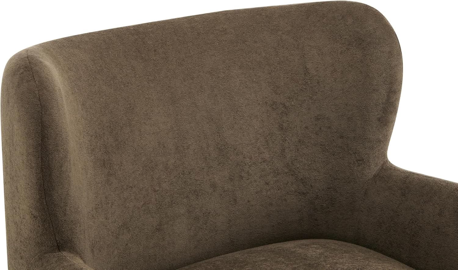 Brown Velvet Wingback Chair With Contoured Backrest