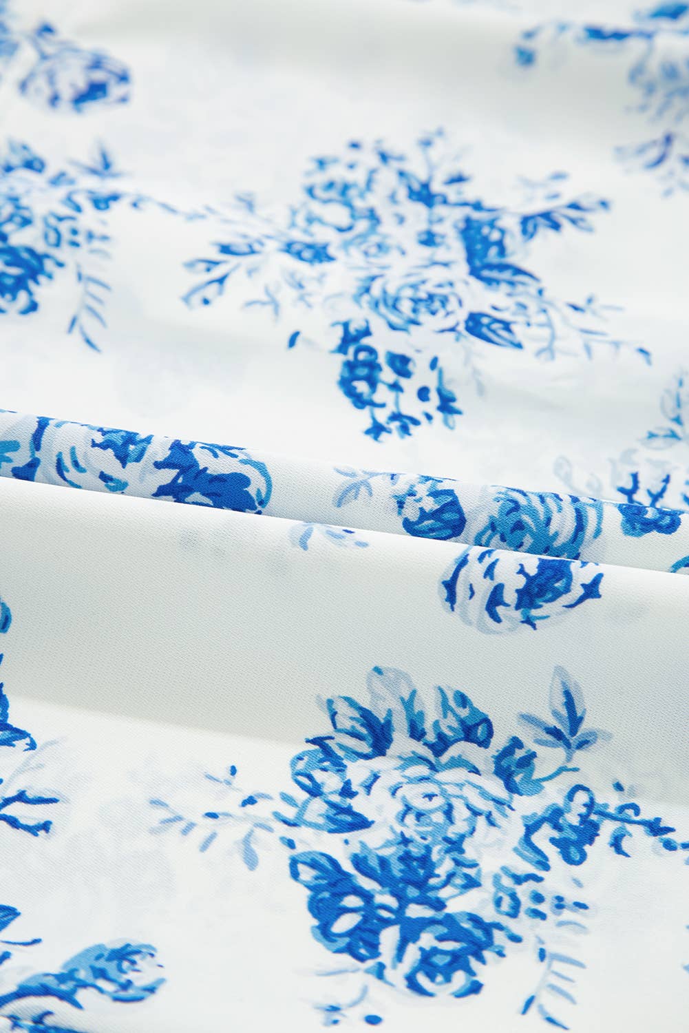 BOHO Floral Pleated Puff Sleeve Button Up Shirt