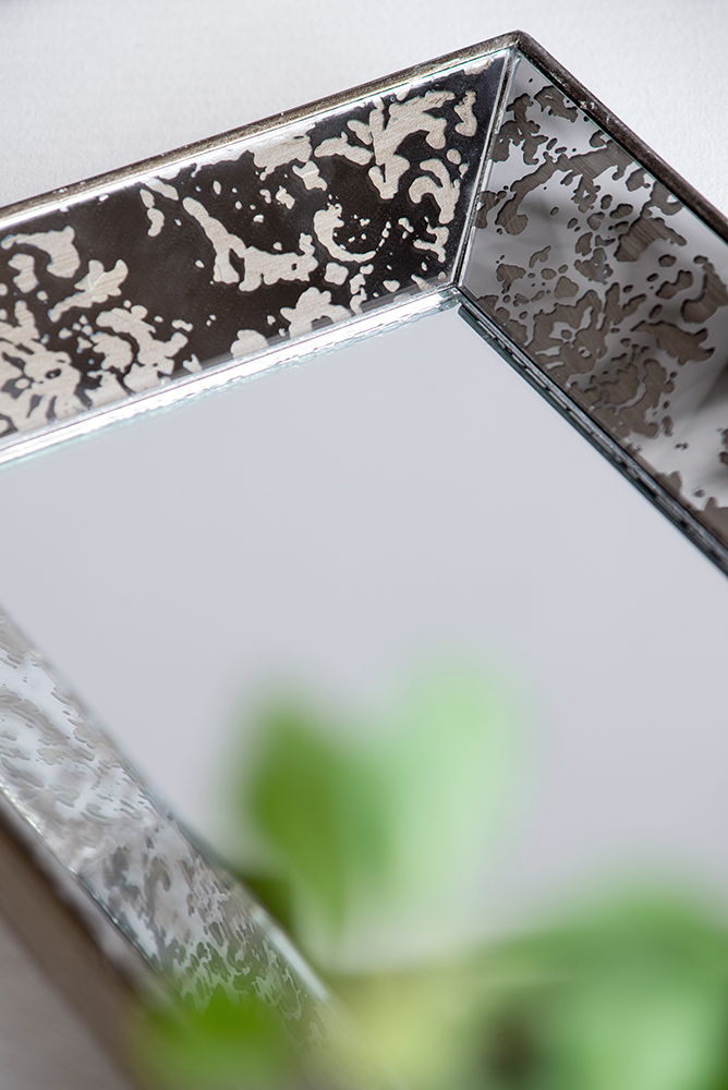 Antique Rectangle Mirror with Floral Accents