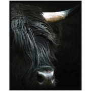 Minimalist Black Highland Cow Close by Michael Schauer Framed Wall Art Print
