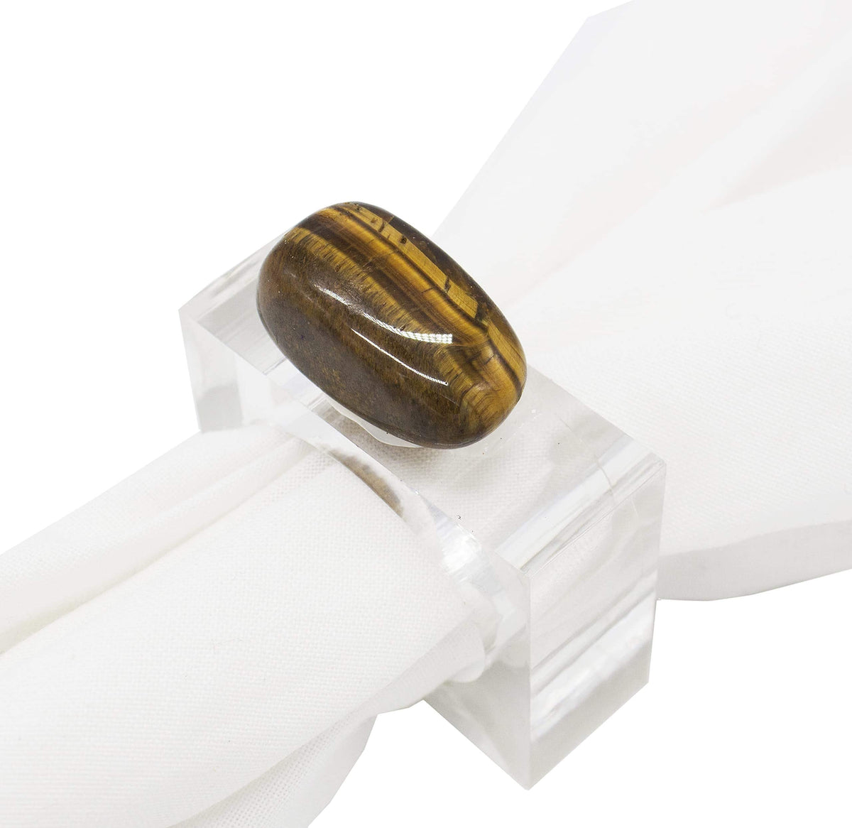 Fennco Styles Natural Stone Napkin Rings, Set of 4 - Natural Rock Napkin Holders for Home Décor, Dining Table, Banquet, Everyday Use and Special Occasion