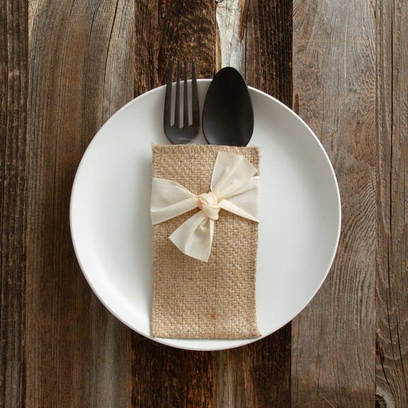 Hand Tied Ribbons - Cream - Flatware Pouch