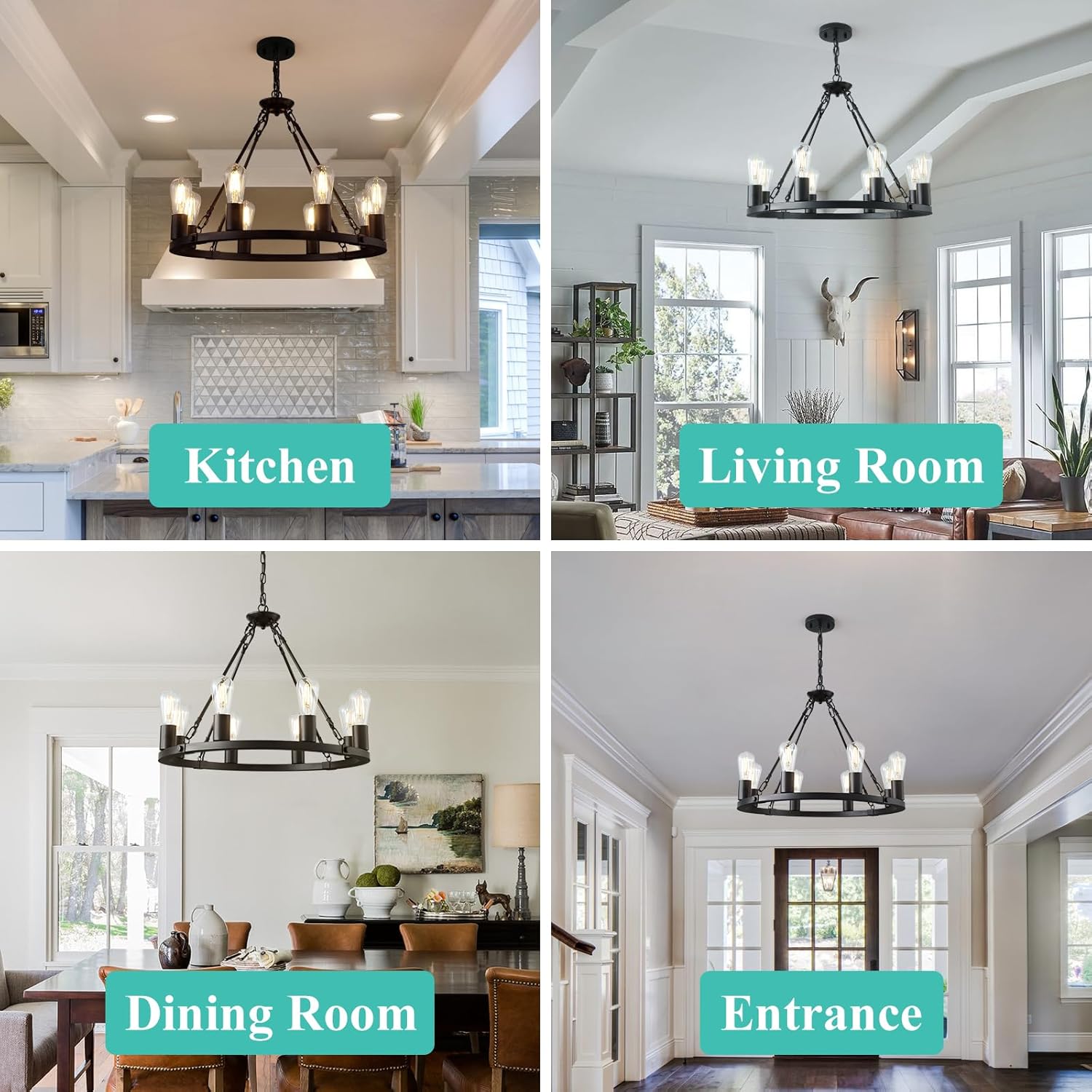 8 Lights Wagon Wheel Chandelier