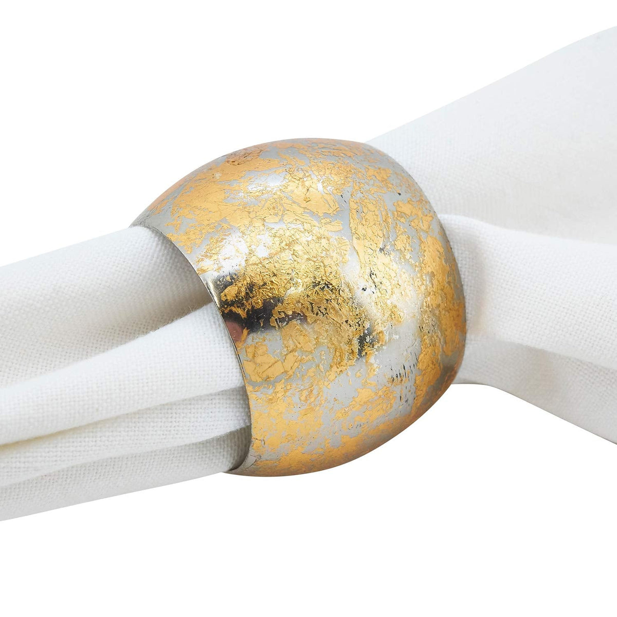 Fennco Styles Gold Plated Brass Collection Texture Design Napkin Rings - Circle Metal Napkin Rings for Family Dinners, Banquets, Spcial Event, Holiday and Table Décor