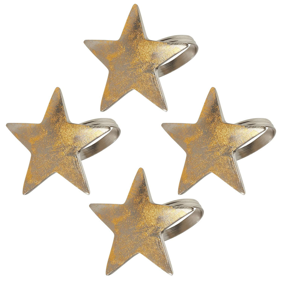Fennco Styles Gold Plated Brass Collection Texture Design Napkin Rings - Circle Metal Napkin Rings for Family Dinners, Banquets, Spcial Event, Holiday and Table Décor