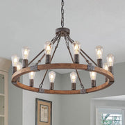 31" Farmhouse Wagon Wheel Chandelier
