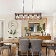 Farmhouse 5-Light Linear Chandelier with Solid Wood