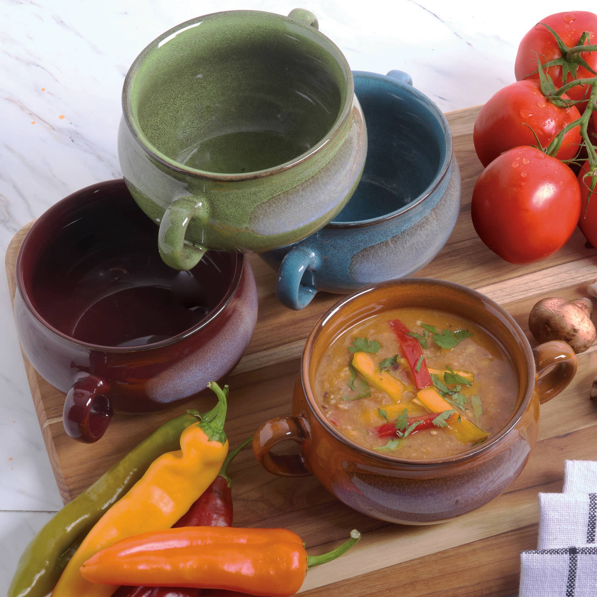 Stoneware 24oz Reactive Glaze Soup Crocks - 4 Colors