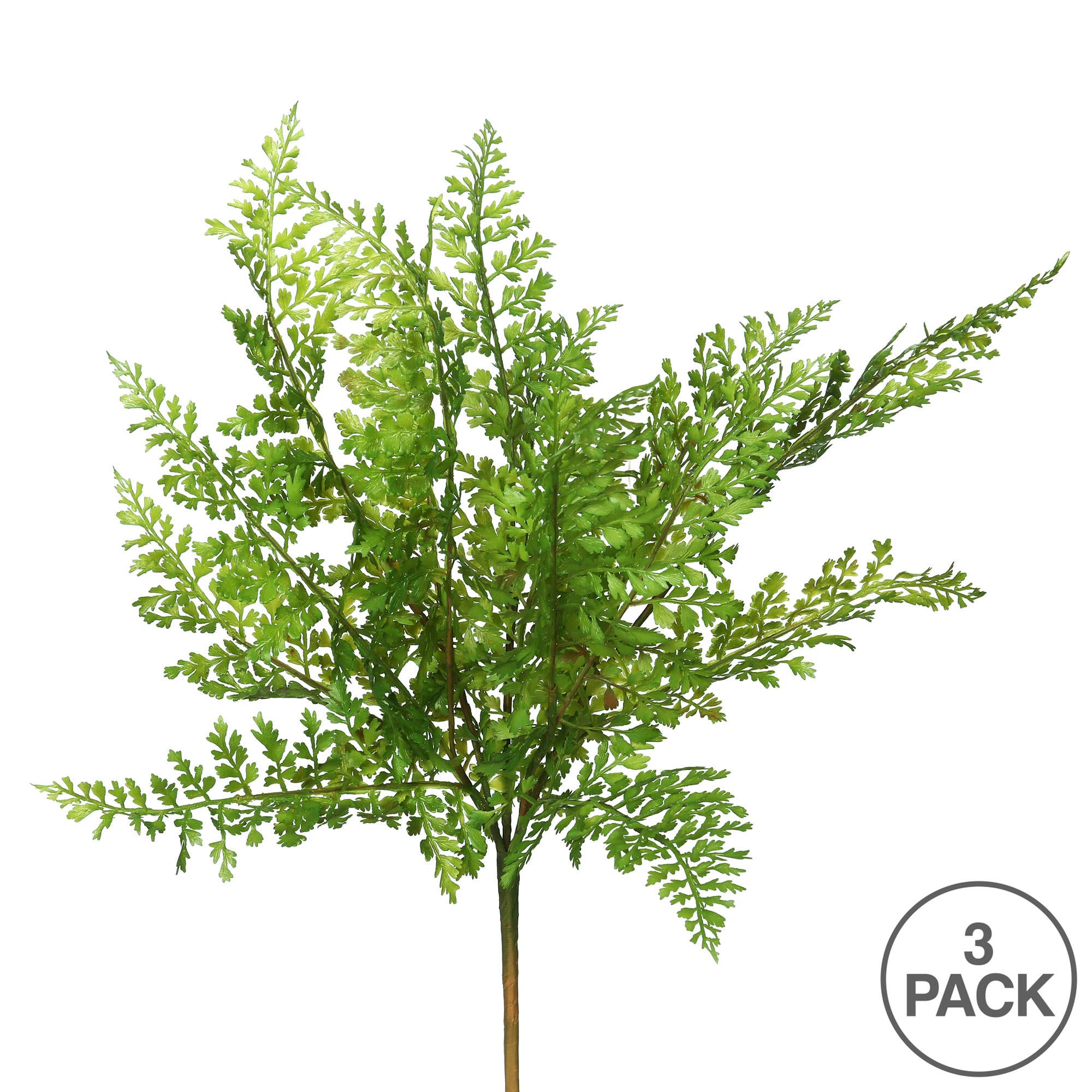 Vickerman 18" Artificial Green Fern Stem, Set of 3: Green / Plastic / 18"