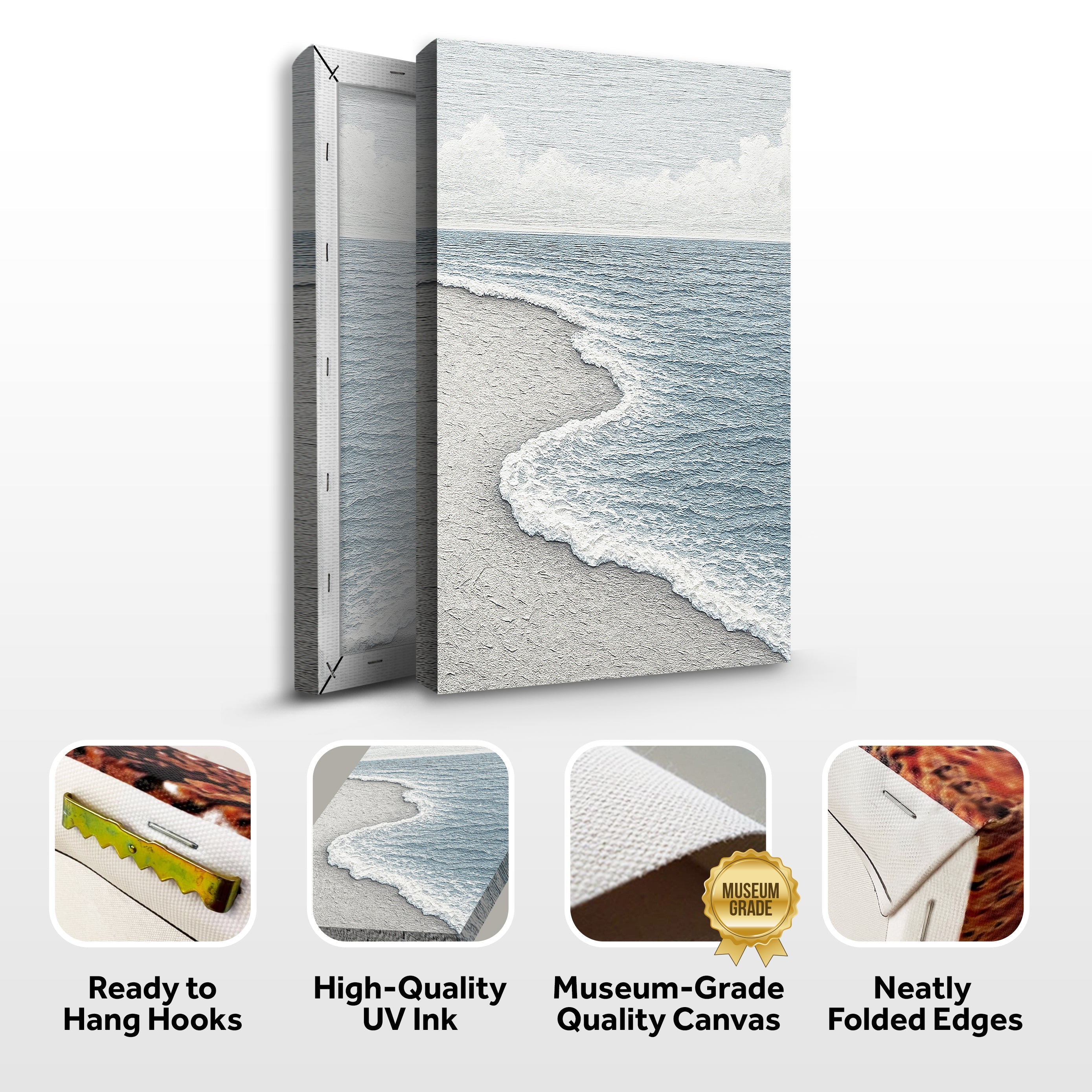 White Waves Abstract Wall Art