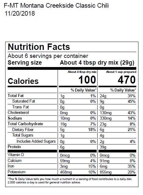 Montana Creekside Classic Chili Mix