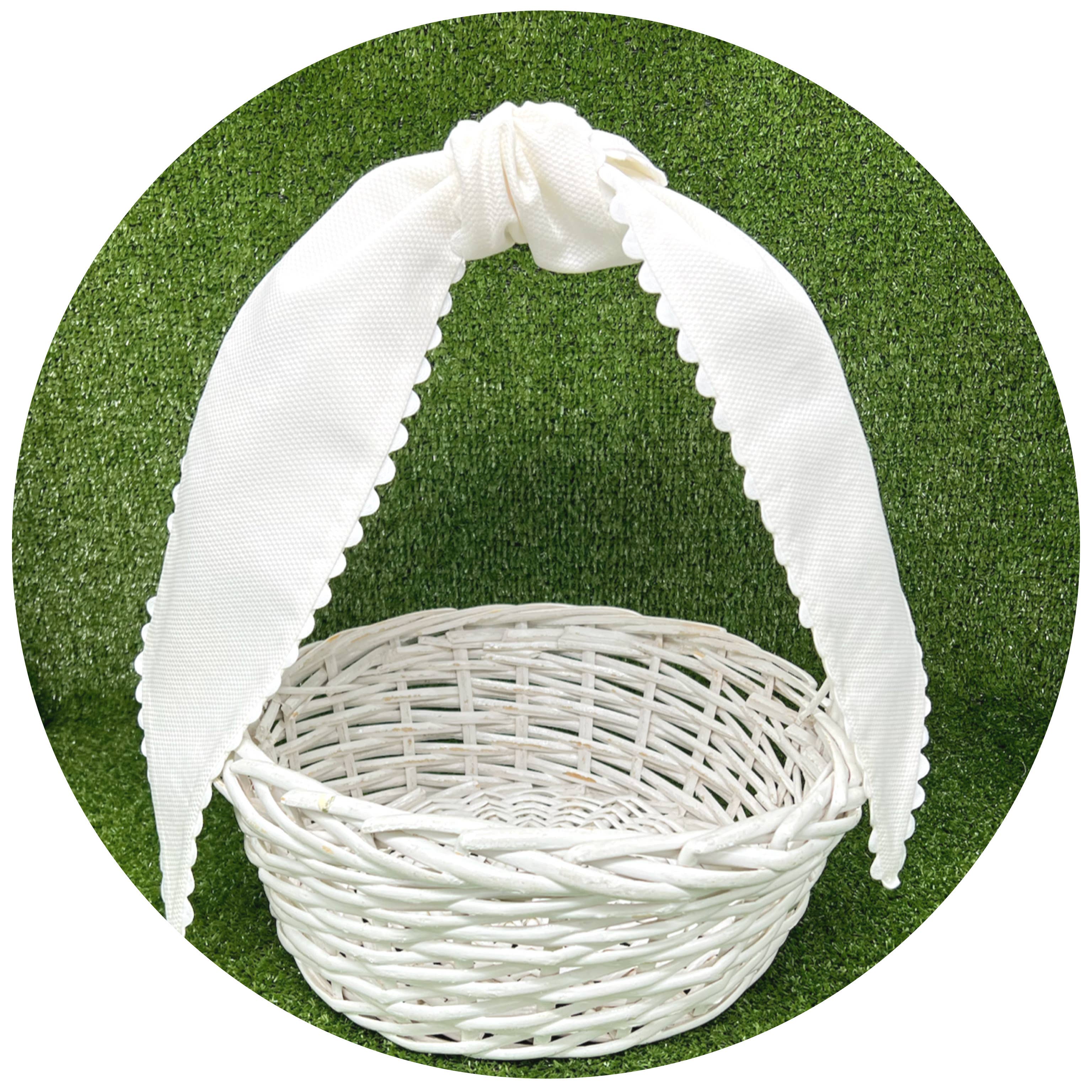 Color Cotton Pique Sash with Trim: White / 44 inches