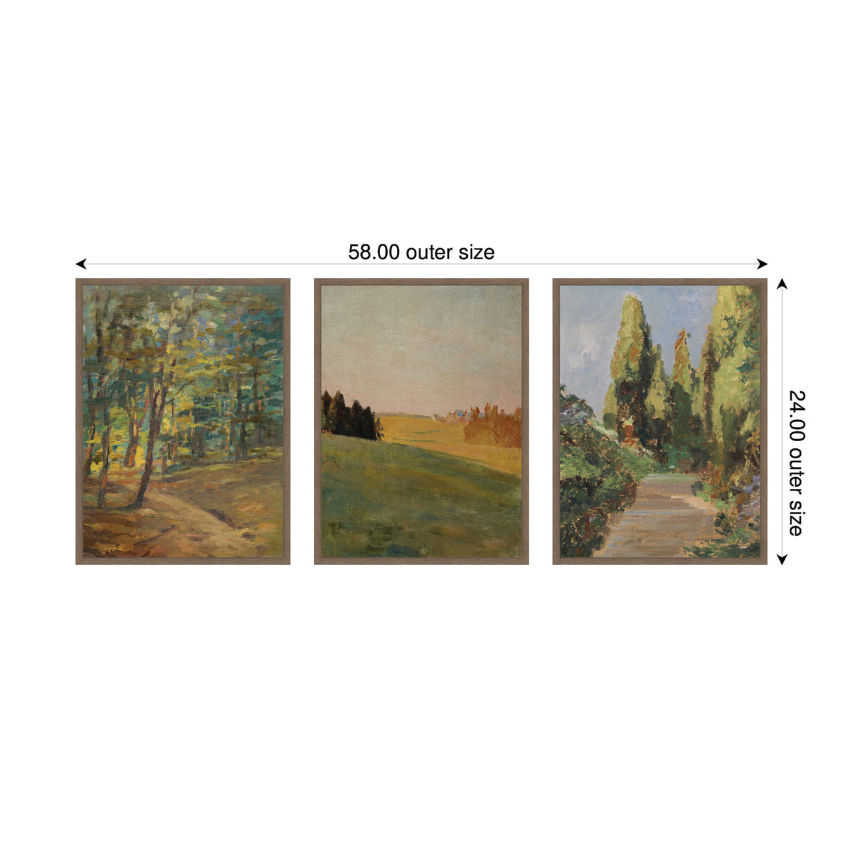 Forest Interior, Evening 1910, and Parklandschaft 3 Piece Framed Canvas Wall Art Set by Nostalgia Prints